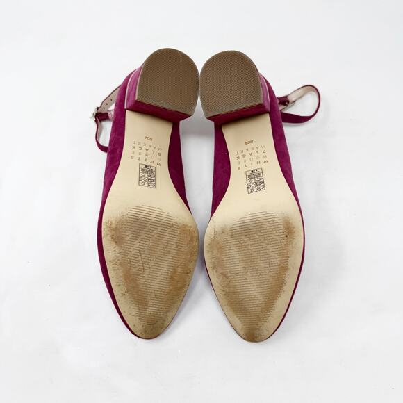 [White House Black Market] Plum Suede Chunky Almond Toe Ankle Strap Heels Sz 8.5 - Picture 10 of 10